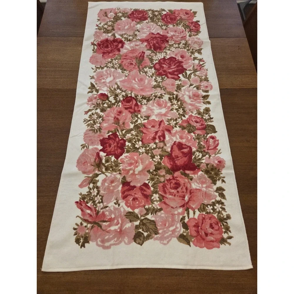 Vtg‎ Martex Roses Four Piece Bath Towel Set Floral Wash Cloths Vibrant Victorian